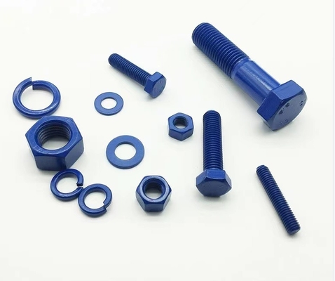 Alloy Steel  Blue Stud Threaded Rod Bolts with Nut and Washers PTFE