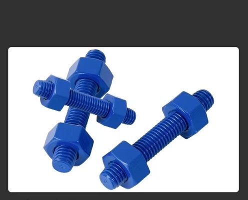 Alloy Steel  Blue Stud Threaded Rod Bolts with Nut and Washers PTFE