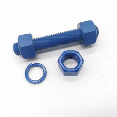 Alloy Steel  Blue Stud Threaded Rod Bolts with Nut and Washers PTFE