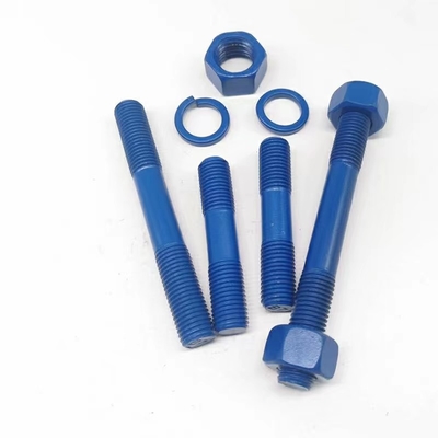 Alloy Steel  Blue Stud Threaded Rod Bolts with Nut and Washers PTFE